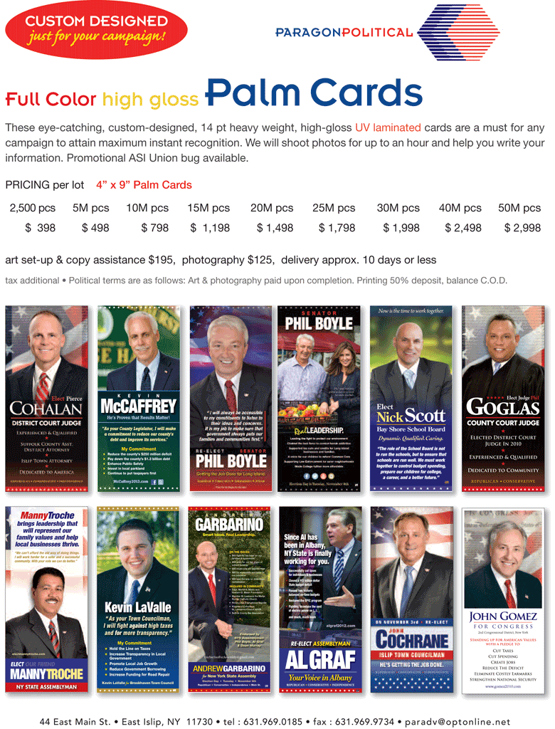Political Palm Cards